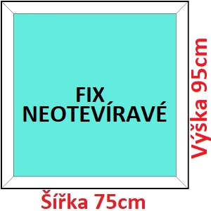 Plastov okna FIX SOFT ka 75 a 80cm x vka 95-120cm  Plastov okno 75x95 cm, FIX neotevrav, Soft