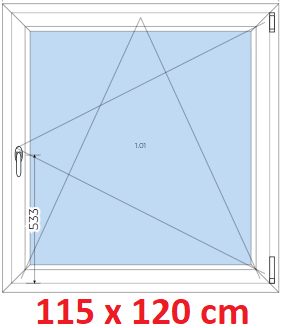 Jednokdl Plastov okno 115x120 cm, otevrav a sklopn, Soft
