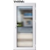 Lacn vchodov dvere plastov Soft WDS 3/3 sklo Krizet biele 98x198 cm, prav (Obr. 0)