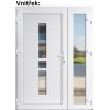 Dvojkrdlov vchodov dvere plastov Soft Megan+Sklo Nisip, Biela/Biela, 130x200 cm, av (Obr. 0)