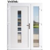 Dvojkrdlov vchodov dvere plastov Soft Megan+Sklo Nisip, Zlat dub/Biela, 130x200 cm, av (Obr. 0)