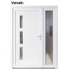 Dvojkrdlov vchodov dvere plastov Soft Julie+Sklo Nisip, Biela/Biela, 150x200 cm, prav (Obr. 1)