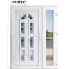 Dvojkrdlov vchodov dvere plastov Soft Linda+Sklo Nisip, Biela/Biela, 150x200 cm, av (Obr. 0)