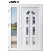 Dvojkrdlov vchodov dvere plastov Soft Linda+Sklo Nisip, Biela/Biela, 150x200 cm, prav (Obr. 0)