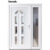 Dvojkrdlov vchodov dvere plastov Soft Linda+Sklo Nisip, Biela/Biela, 150x200 cm, prav (Obr. 1)