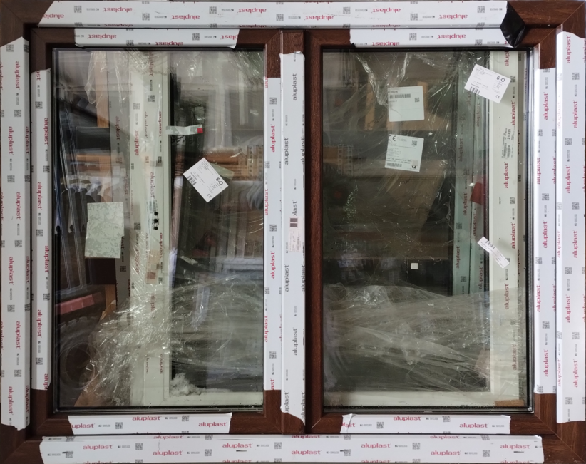 Vpredaj oken a dver! Dvoukdl plastov okno Soft 2023-23 155x127cm, Oech/Bl, O+OS - k dispozici 3 ks