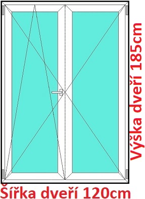 Dvoukřídlé balkonové dveře OS+O SOFT šířka 120cm a 125cm Dvoukřídlé balkonové dveře 120x185 cm, otevíravé a sklopné, Soft
