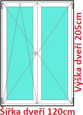 Dvoukřídlé balkonové dveře OS+O SOFT šířka 120cm a 125cm Dvoukřídlé balkonové dveře 120x205 cm, otevíravé a sklopné, Soft