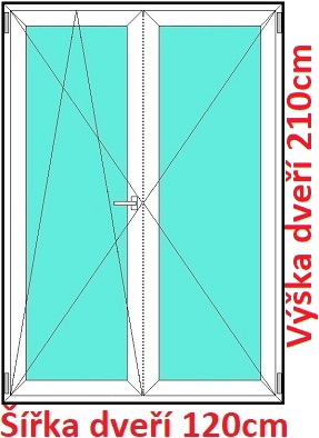 Dvoukřídlé balkonové dveře OS+O SOFT šířka 120cm a 125cm Dvoukřídlé balkonové dveře 120x210 cm, otevíravé a sklopné, Soft
