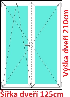 Dvoukřídlé balkonové dveře OS+O SOFT šířka 120cm a 125cm Dvoukřídlé balkonové dveře 125x210 cm, otevíravé a sklopné, Soft