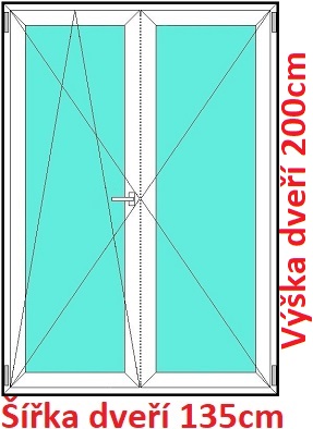 Dvoukřídlé balkonové dveře OS+O SOFT šířka 130cm a 135cm Dvoukřídlé balkonové dveře 135x200 cm, otevíravé a sklopné, Soft