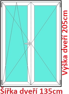 Dvoukřídlé balkonové dveře OS+O SOFT šířka 130cm a 135cm Dvoukřídlé balkonové dveře 135x205 cm, otevíravé a sklopné, Soft