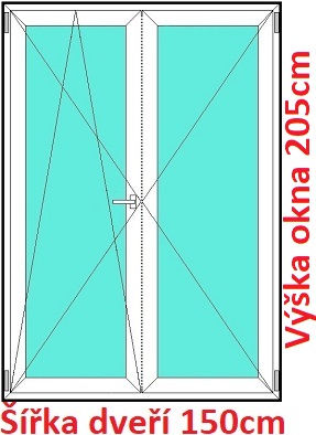 Dvoukřídlé balkonové dveře OS+O SOFT šířka 150cm a 155cm Dvoukřídlé balkonové dveře 150x205 cm, otevíravé a sklopné, Soft