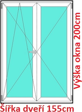 Dvoukřídlé balkonové dveře OS+O SOFT šířka 150cm a 155cm Dvoukřídlé balkonové dveře 155x200 cm, otevíravé a sklopné, Soft