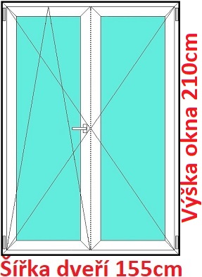 Dvoukřídlé balkonové dveře OS+O SOFT šířka 150cm a 155cm Dvoukřídlé balkonové dveře 155x210 cm, otevíravé a sklopné, Soft