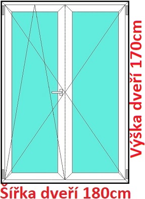Dvoukřídlé balkonové dveře OS+O SOFT šířka 180cm a 185cm Dvoukřídlé balkonové dveře 180x170 cm, otevíravé a sklopné, Soft