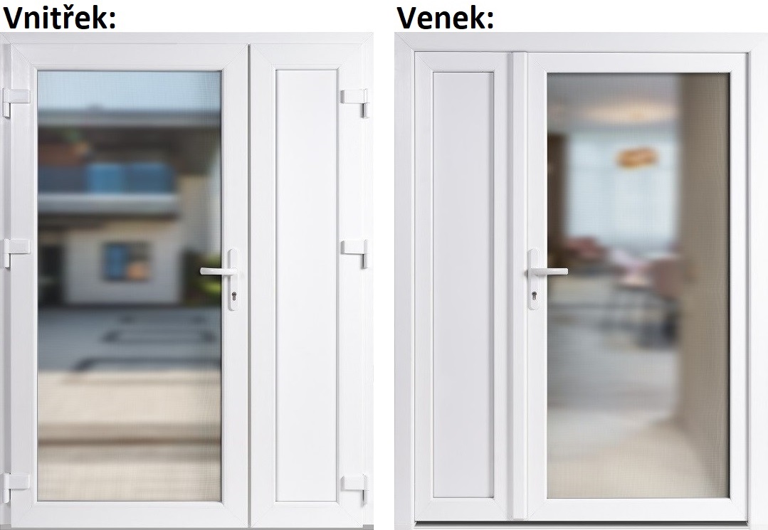 Lacn dvojkrdlov vchodov dvere plastov Soft 3/3 sklo Krizet+panel, Biela/Biela, 130x200 cm av