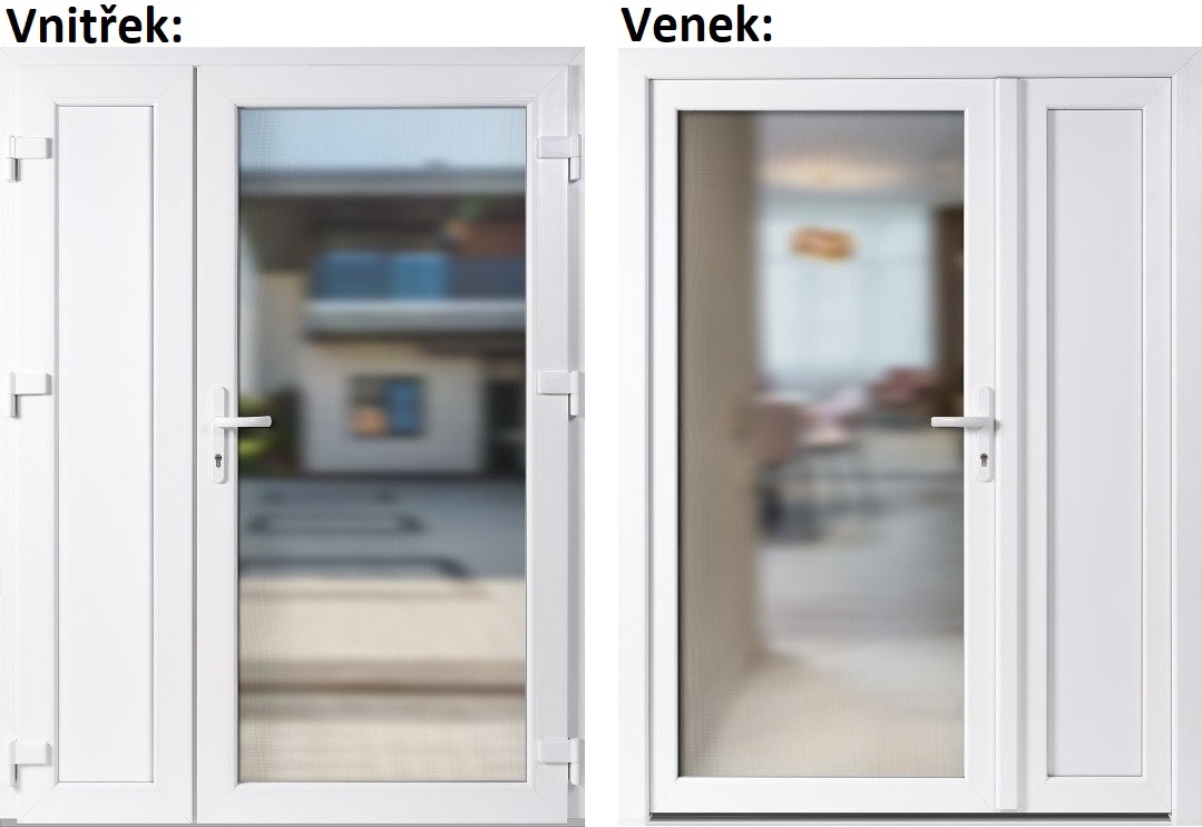 Lacn dvojkrdlov vchodov dvere plastov Soft 3/3 sklo Krizet+panel, Biela/Biela 130x200 cm prav
