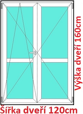 Dvoukřídlé balkonové dveře s příčkou OS+O SOFT 120-125x160-175cm Dvoukřídlé balkonové dveře s příčkou 120x160 cm, otevíravé a sklopné, Soft