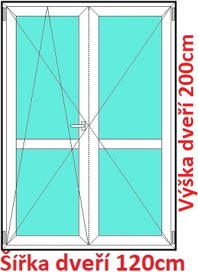 Dvoukřídlé balkonové dveře s příčkou OS+O SOFT Dvoukřídlé balkonové dveře s příčkou 120x200 cm, otevíravé a sklopné, Soft