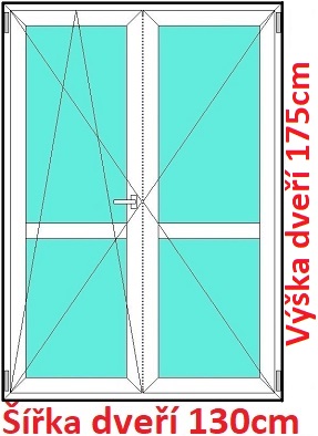 Dvoukřídlé balkonové dveře s příčkou 130x175 cm, otevíravé a sklopné, Soft