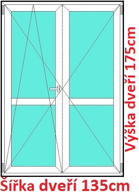 Dvoukřídlé balkonové dveře s příčkou OS+O SOFT šířka 130-135cm Dvoukřídlé balkonové dveře s příčkou 135x175 cm, otevíravé a sklopné, Soft