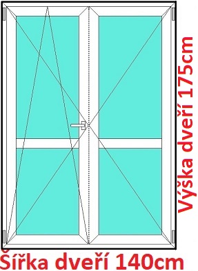 Dvoukřídlé balkonové dveře s příčkou 140x175 cm, otevíravé a sklopné, Soft