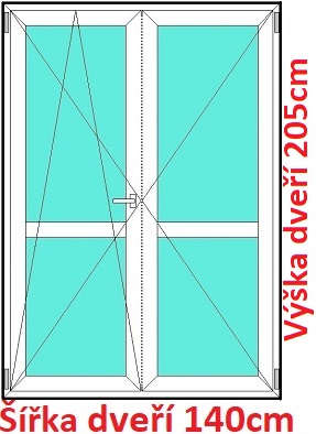 Dvoukřídlé balkonové dveře s příčkou 140x205 cm, otevíravé a sklopné, Soft
