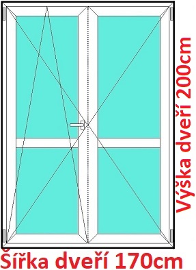 Dvoukřídlé balkonové dveře s příčkou OS+O SOFT 170-175x200-220cm Dvoukřídlé balkonové dveře s příčkou 170x200 cm, otevíravé a sklopné, Soft