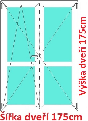 Dvoukřídlé balkonové dveře s příčkou 175x175 cm, otevíravé a sklopné, Soft