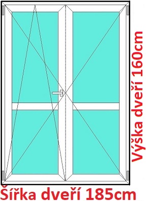 Dvoukřídlé balkonové dveře s příčkou OS+O SOFT šířka 180-185cm Dvoukřídlé balkonové dveře s příčkou 185x160 cm, otevíravé a sklopné, Soft