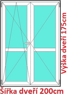 Dvoukřídlé balkonové dveře s příčkou 200x175 cm, otevíravé a sklopné, Soft