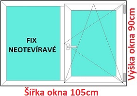Okna FIX+OS SOFT šířka 100 a 105cm x výška 90-105cm Dvoukřídlé plastové okno 105x90 cm, FIX+OS, Soft