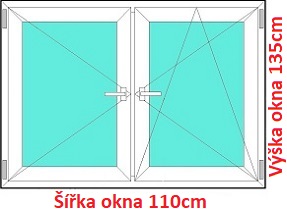 Dvoukřídlá okna O+OS SOFT šířka 105 a 110cm Dvoukřídlé plastové okno 110x135 cm, O+OS, Soft