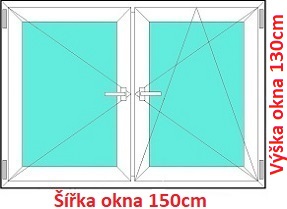Okna O+OS SOFT šířka 145 a 150cm x výška 130-145cm Dvoukřídlé plastové okno 150x130 cm, O+OS, Soft