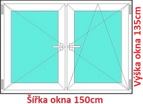 Okna O+OS SOFT šířka 145 a 150cm x výška 130-145cm Dvoukřídlé plastové okno 150x135 cm, O+OS, Soft