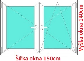 Dvoukřídlá okna O+OS SOFT šířka 145 a 150cm Dvoukřídlé plastové okno 150x140 cm, O+OS, Soft