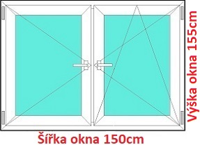 Okna O+OS SOFT šířka 145 a 150cm x výška 150-160cm Dvoukřídlé plastové okno 150x155 cm, O+OS, Soft