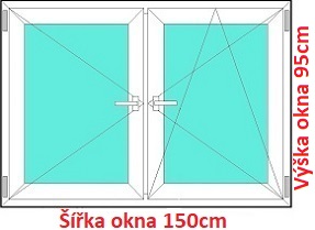 Dvoukřídlá okna O+OS SOFT šířka 145 a 150cm Dvoukřídlé plastové okno 150x95 cm, O+OS, Soft