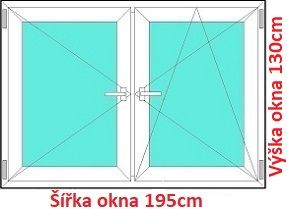 Dvoukřídlá okna O+OS SOFT šířka 195 a 200cm Dvoukřídlé plastové okno 195x130 cm, O+OS, Soft