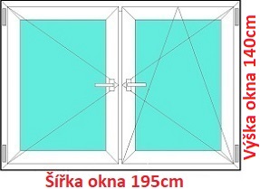Okna O+OS SOFT šířka 195 a 200cm x výška 130-145cm Dvoukřídlé plastové okno 195x140 cm, O+OS, Soft