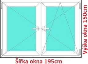 Dvoukřídlá okna O+OS SOFT šířka 195 a 200cm Dvoukřídlé plastové okno 195x150 cm, O+OS, Soft