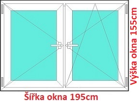 Okna O+OS SOFT šířka 195 a 200cm x výška 150-160cm Dvoukřídlé plastové okno 195x155 cm, O+OS, Soft