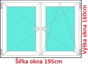 Okna O+OS SOFT šířka 195 a 200cm x výška 150-160cm Dvoukřídlé plastové okno 195x160 cm, O+OS, Soft
