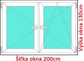 Dvoukřídlá okna O+OS SOFT šířka 195 a 200cm Dvoukřídlé plastové okno 200x130 cm, O+OS, Soft