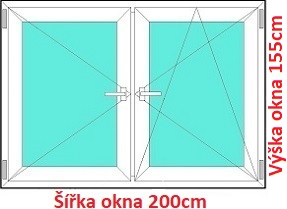 Dvoukřídlá okna O+OS SOFT šířka 195 a 200cm Dvoukřídlé plastové okno 200x155 cm, O+OS, Soft