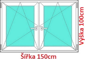 Dvoukřídlá okna OS+OS SOFT šířka 150 a 155cm Dvoukřídlé plastové okno 150x100 cm, OS+OS, se sloupkem, Soft