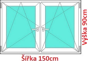 Dvoukřídlá okna OS+OS SOFT šířka 150 a 155cm Dvoukřídlé plastové okno 150x90 cm, OS+OS, se sloupkem, Soft