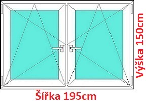 Okna OS+OS SOFT šířka 190 a 195cm x výška 150-160cm Dvoukřídlé plastové okno 195x150 cm, OS+OS, se sloupkem, Soft