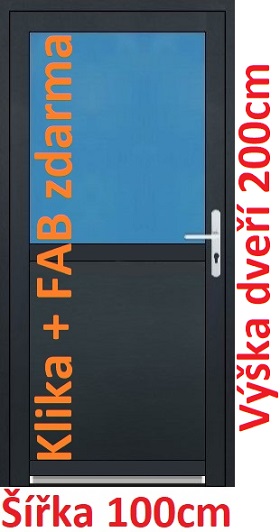 Plastové vchodové dveře sloupkové - Akce! Vchodové plastové dveře Soft 1/2 sklo 100x200 cm - Akce!